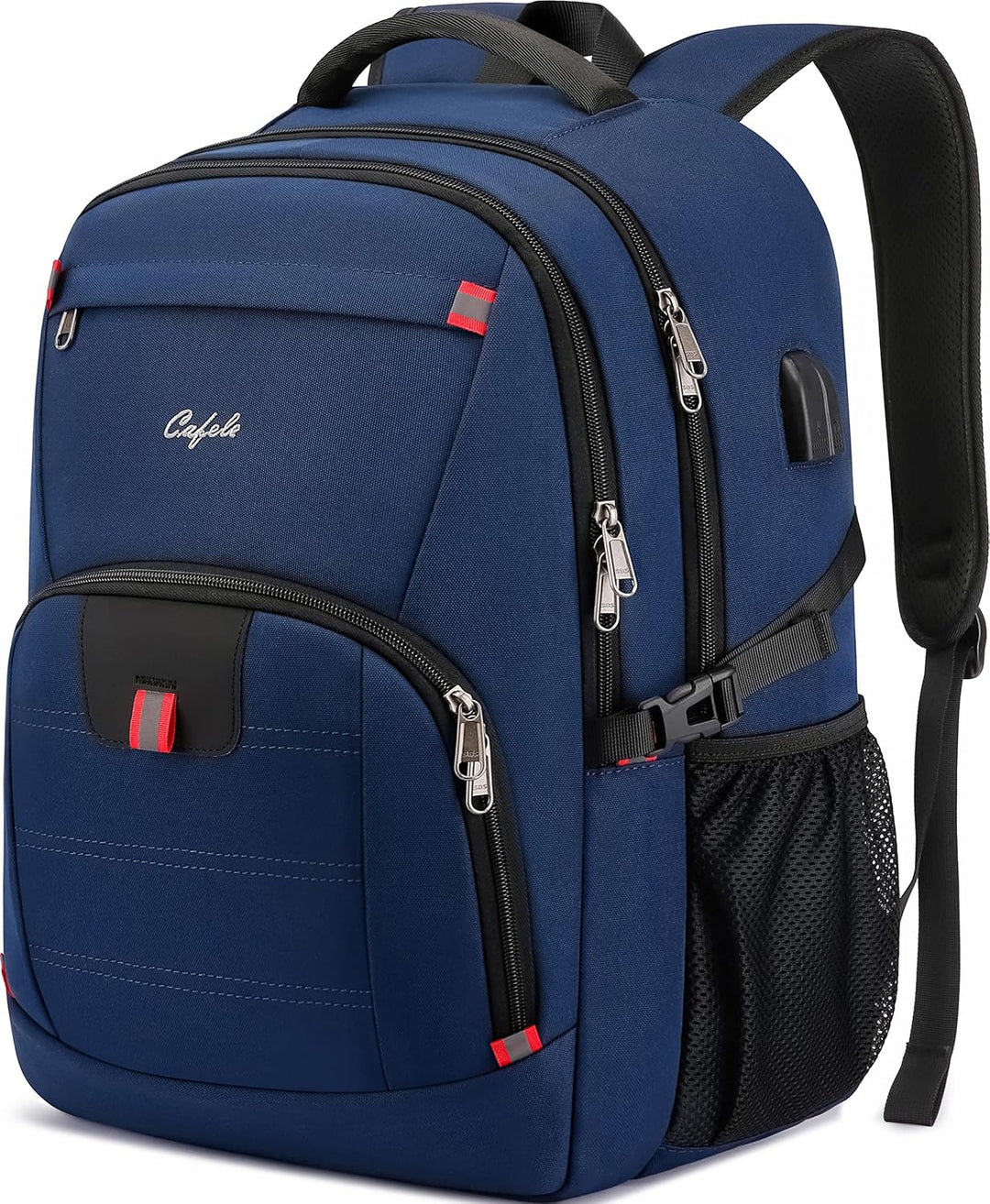 Contemporary unisex water-resistant backpack, anti-theft design, USB port, for urban commuters.