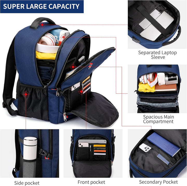Practical water-resistant anti-theft backpack with USB charging, perfect for secure and organized travel.