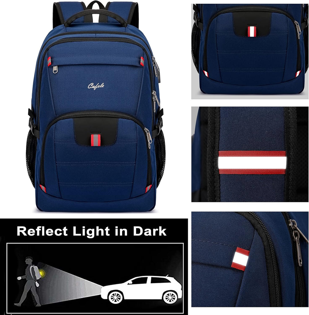 Water-resistant men's/women's laptop backpack, anti-theft, USB port, designed for modern lifestyles.