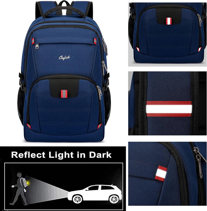 Water-resistant men's/women's laptop backpack, anti-theft, USB port, designed for modern lifestyles.