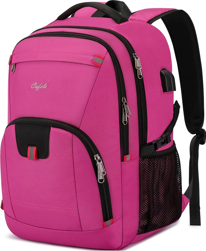 Lightweight water-resistant laptop backpack with anti-theft features & integrated USB charging.