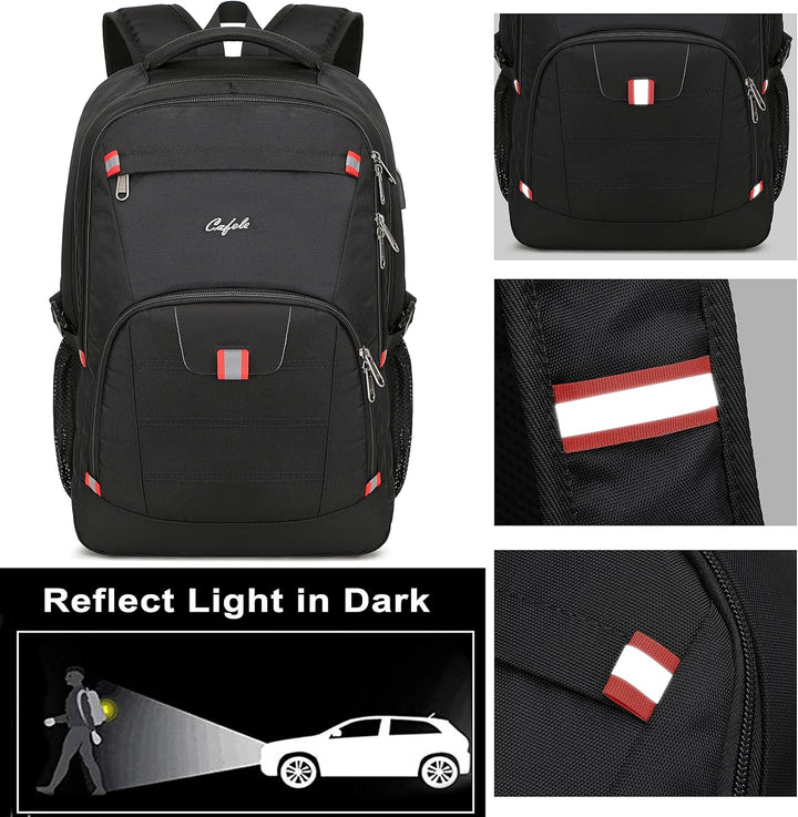 Stylish water-resistant work backpack, anti-theft, USB port, keeping your laptop safe and charged.