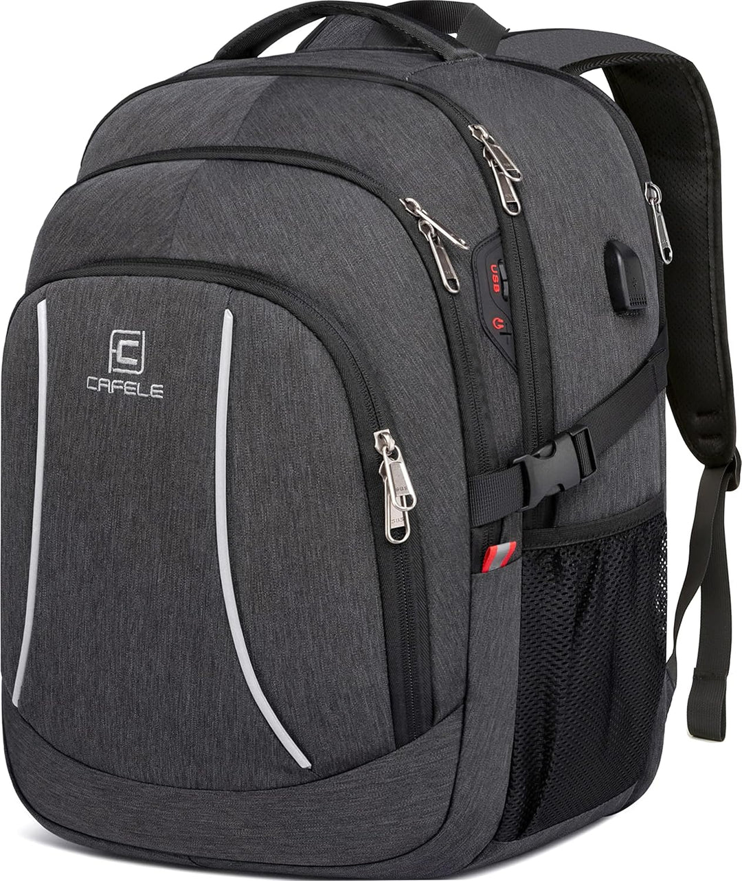 Robust water-resistant travel backpack with anti-theft, USB charging, and comfortable straps.