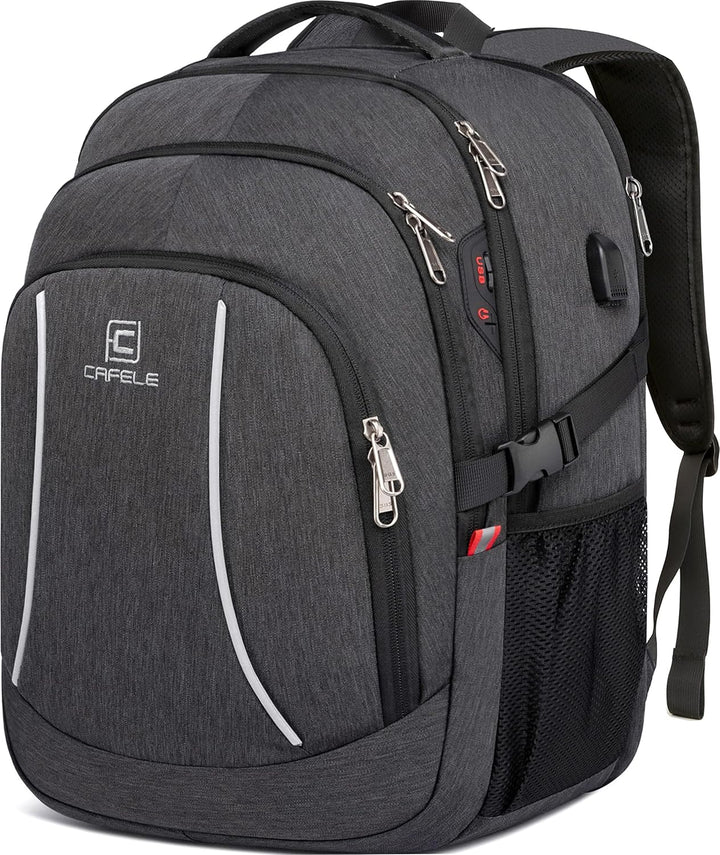 Robust water-resistant travel backpack with anti-theft, USB charging, and comfortable straps.