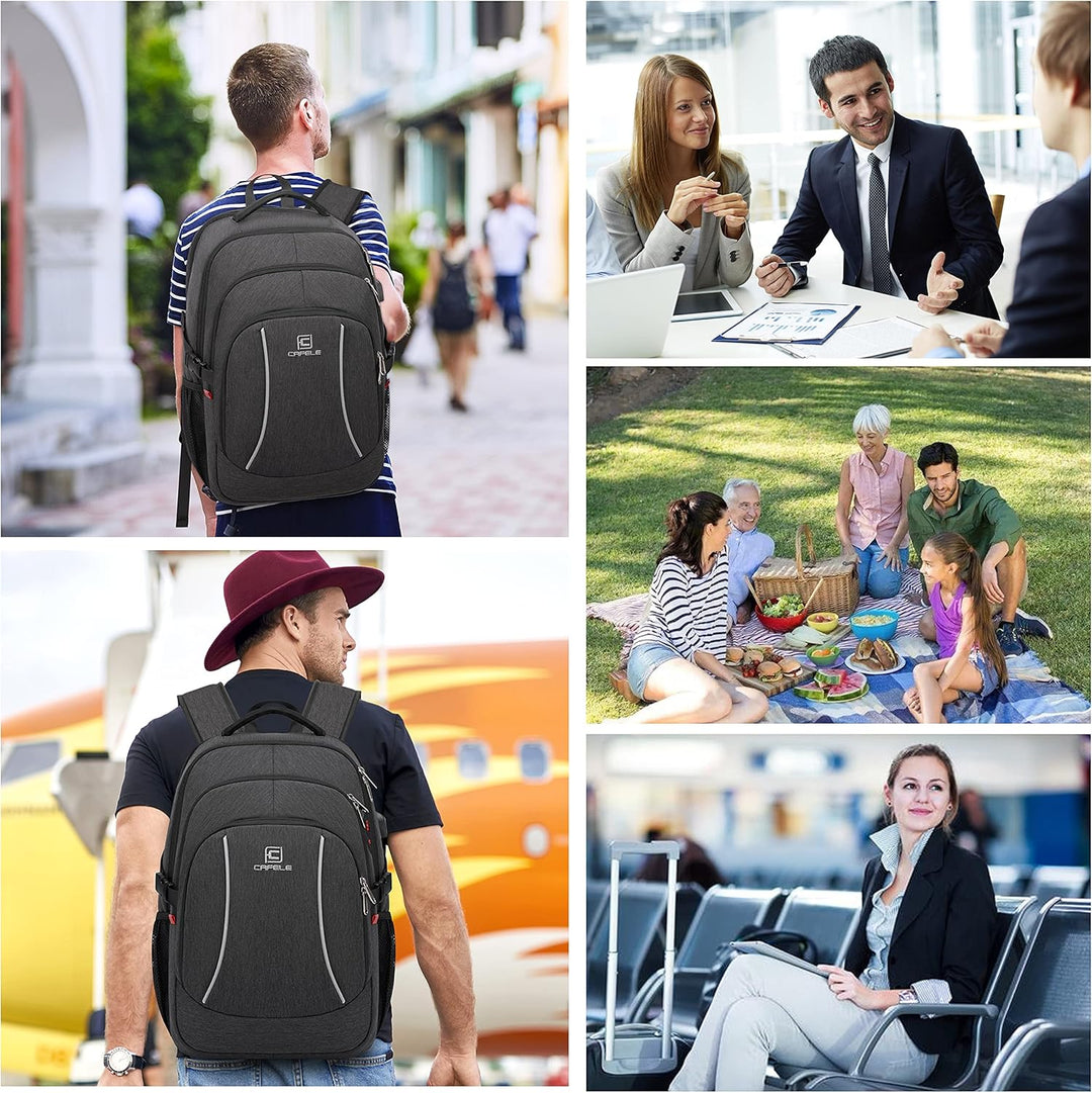 Unisex water-resistant anti-theft laptop backpack, USB port, designed for ultimate security & convenience.