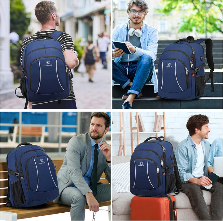 TechPro anti-theft backpack, water-resistant, USB charging, perfect for travel & secure laptop carry.