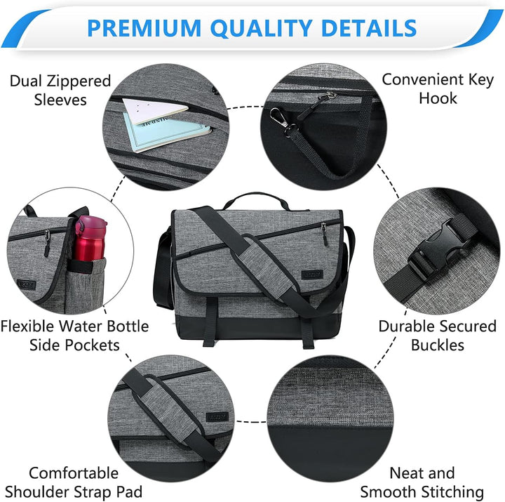 Stylish unisex water-resistant messenger bag, perfect laptop & school bag with an adjustable shoulder strap.