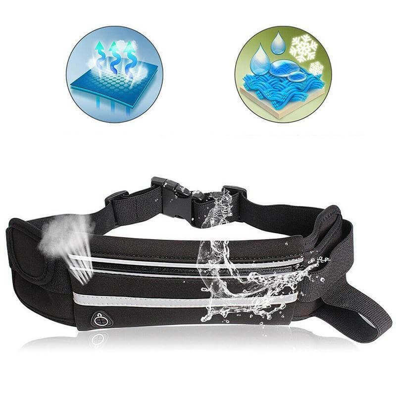 Practical water-resistant running belt for phone, keys & cards. Unisex fitness accessory.