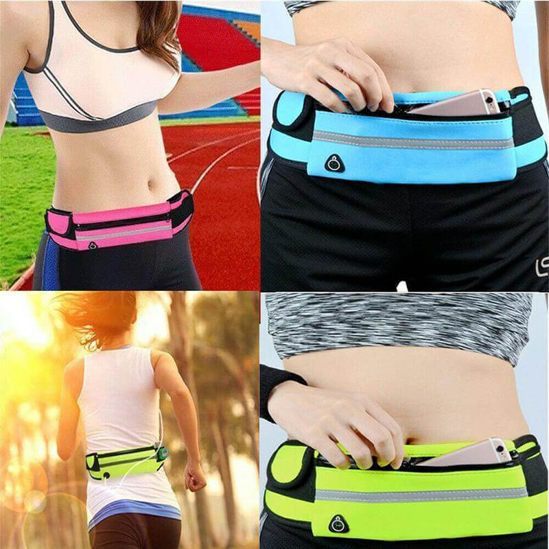Unisex running accessory: water-resistant belt for phone storage. Great for fitness activities.