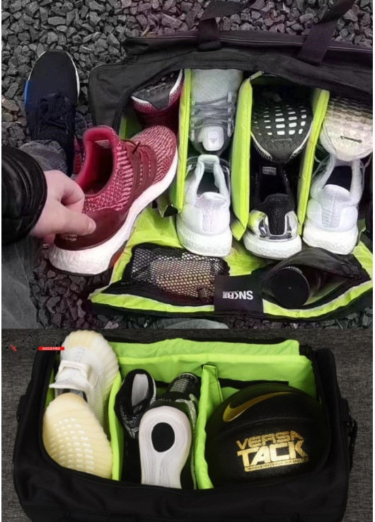 Ergonomic multi-compartment sneaker bag, perfect for gym, travel, and waterproof protection.