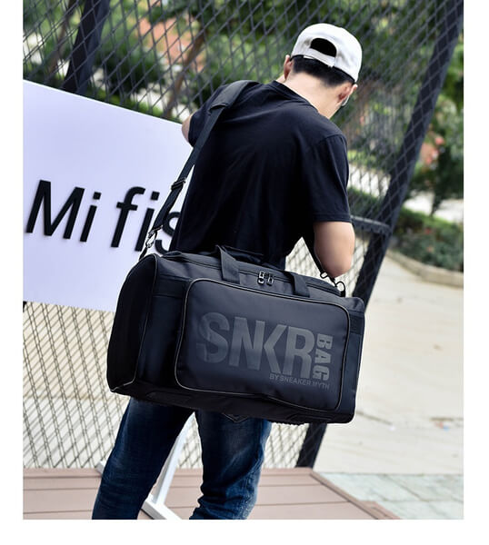 Versatile travel gear bag for sneakers, with water-resistant fabric and ample storage.