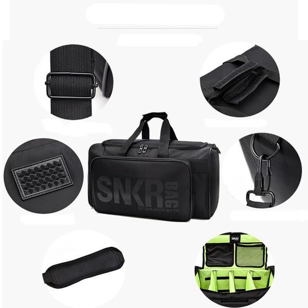 Durable multi-purpose sports bag with water-resistant material, ideal for sneakers and gear.
