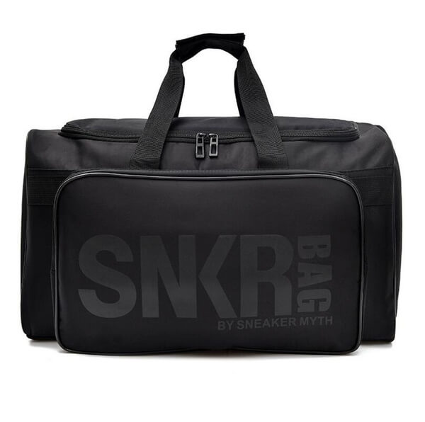 Durable multi-compartment duffel bag for sneakers, gym clothes, and sports gear.