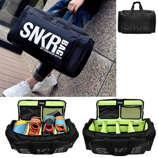 Compact sneaker and gear travel bag, water-resistant with smart organization for shoes.
