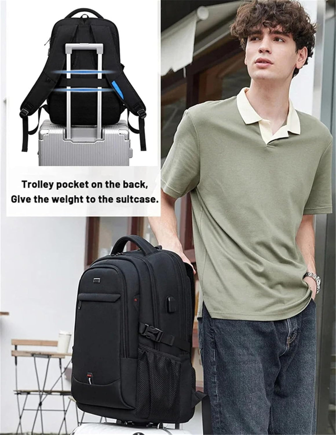 Stylish unisex water-resistant backpack for travel & daily commute. Secure laptop sleeve & organized storage.