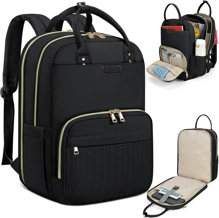 Unisex water-resistant travel laptop backpack (15.6") with multiple compartments, ideal for daily commute or business.