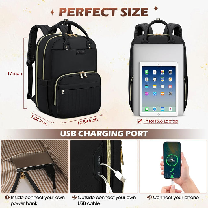 TSA friendly water-resistant 15.6-inch laptop travel backpack with padded straps for comfortable business and school use.