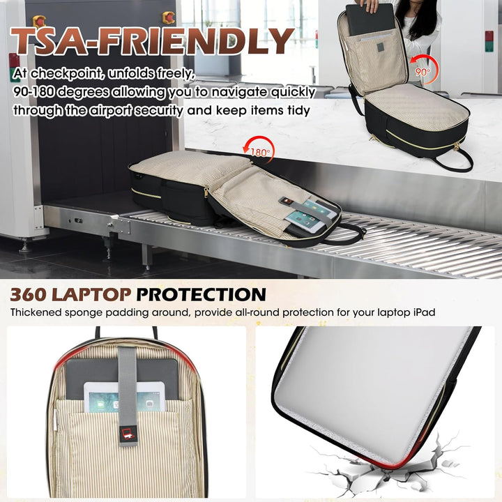 Person walking with a stylish unisex water-resistant 15.6" laptop travel backpack, perfect for daily use & school.