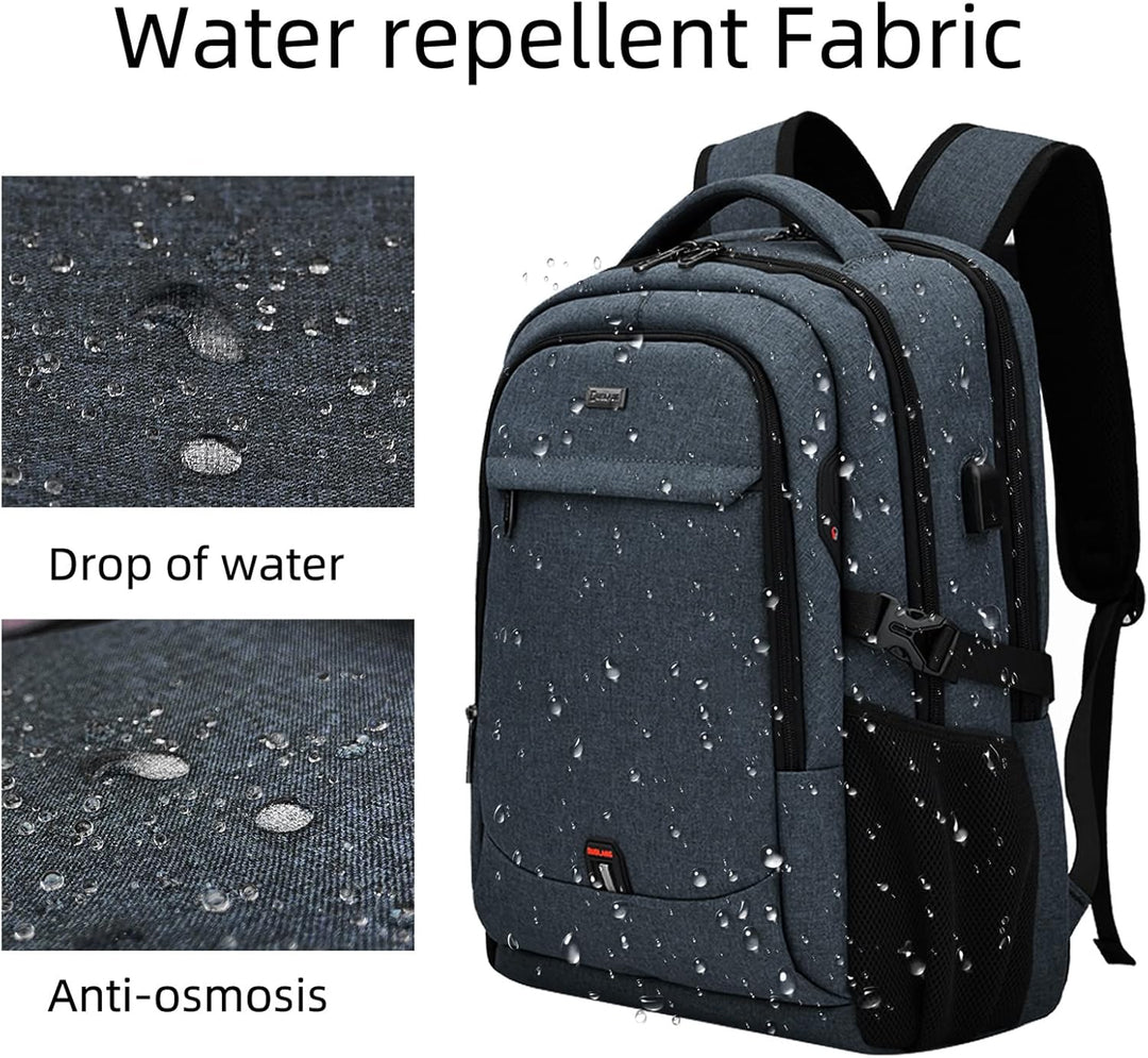 Anti-theft travel backpack with hidden pockets and external USB charging port.