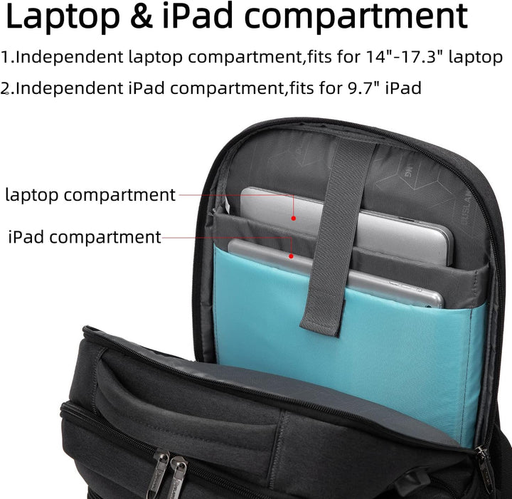 USB-enabled multi-compartment backpack, ideal for students and daily commuters.