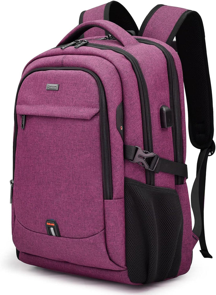 Black unisex backpack for business travel, water-resistant and anti-theft design.