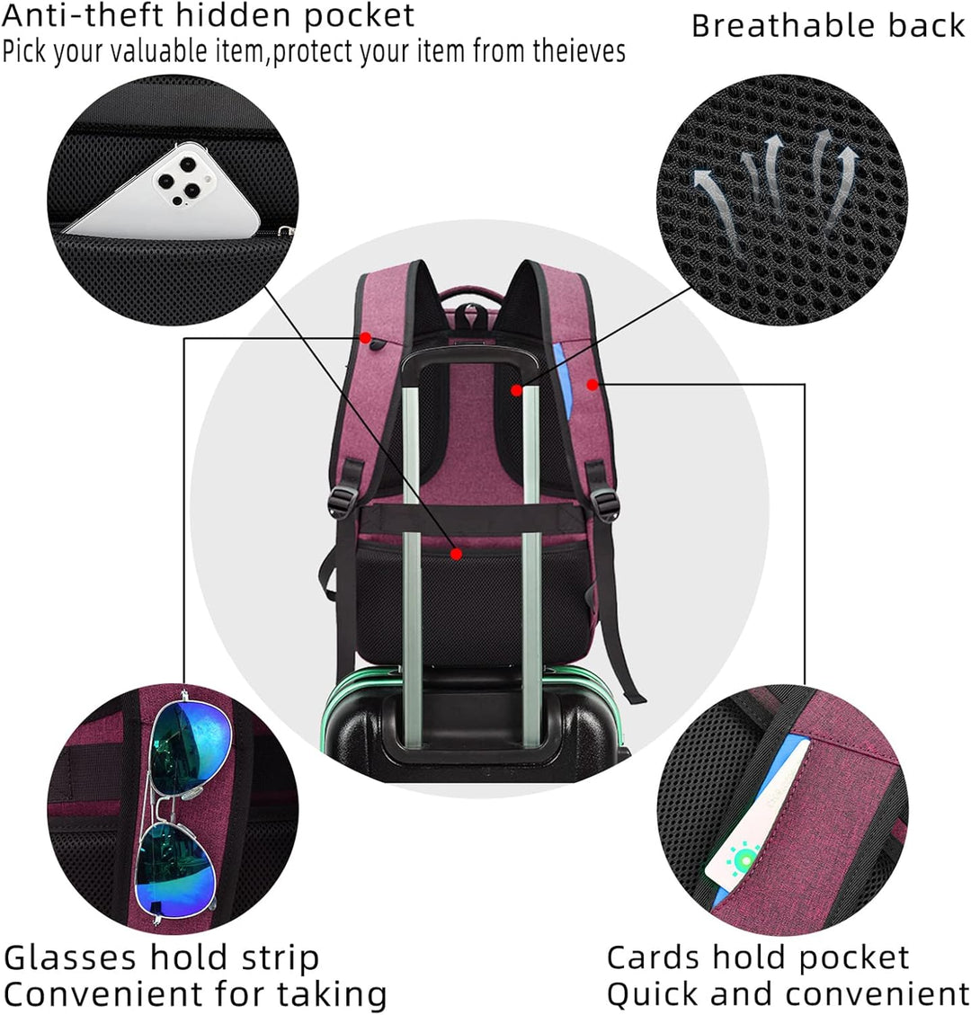 Organized student backpack with laptop sleeve, USB charging, and water-resistant.