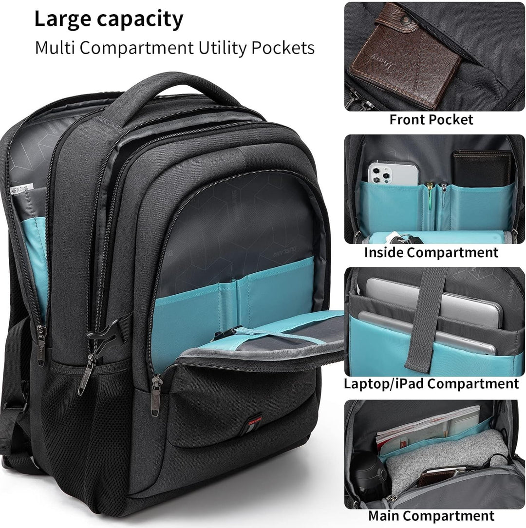 Laptop travel backpack with USB port, comfortable shoulder straps, and anti-theft.