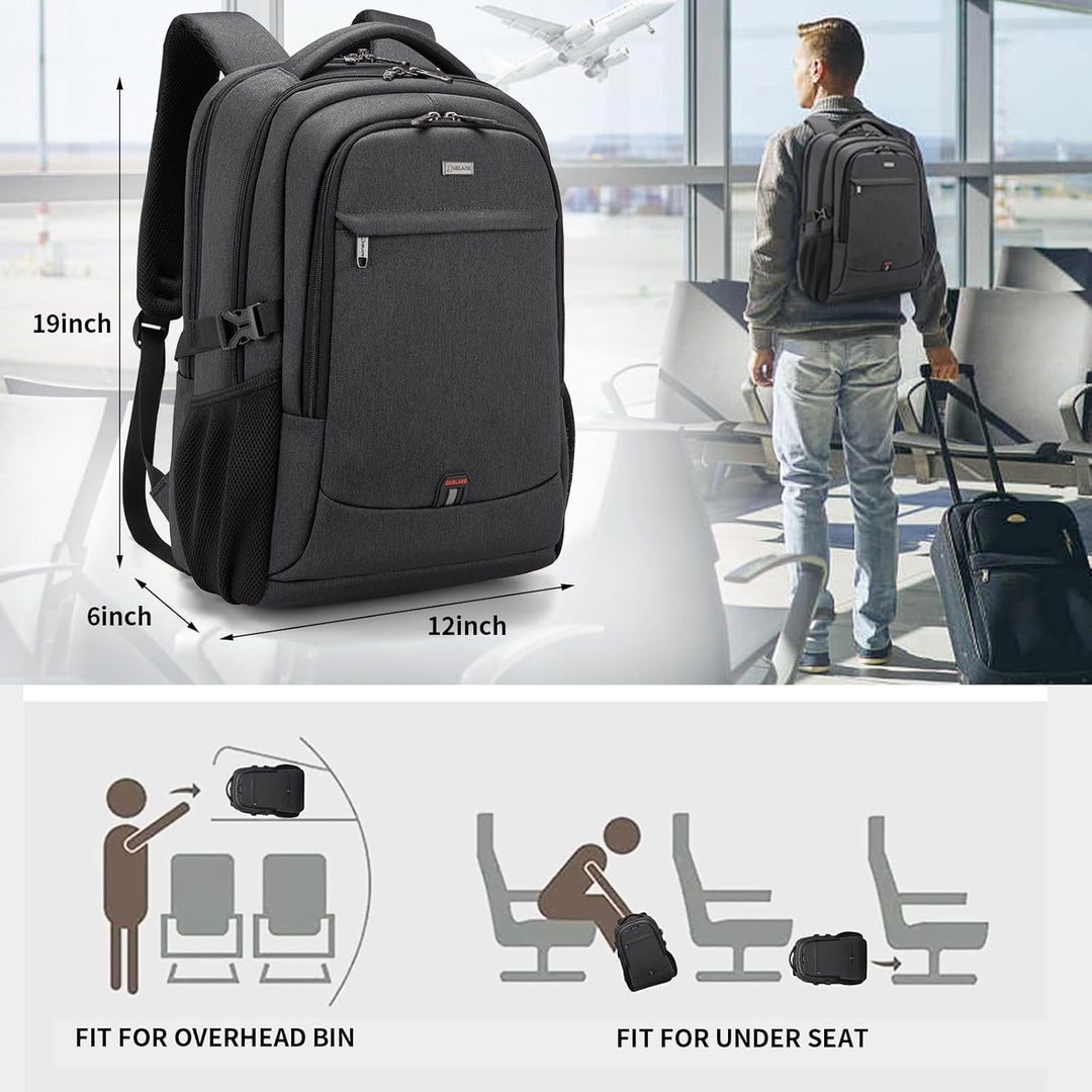 Multi-compartment laptop backpack for business travelers, anti-theft & durable.