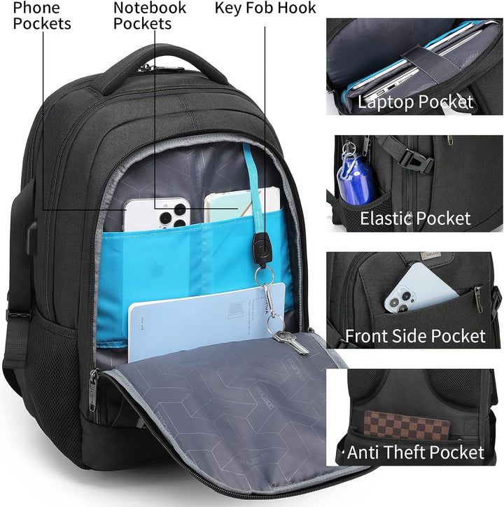 Anti-theft water-resistant carry-on backpack, ideal for international travel.