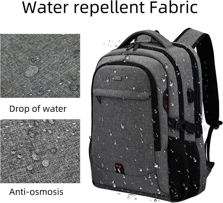 Black anti-theft travel laptop backpack, built for durability and convenience.