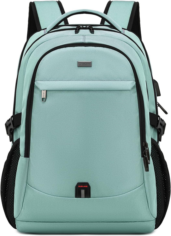 Black multi-compartment laptop backpack, ideal for business travel and daily use.