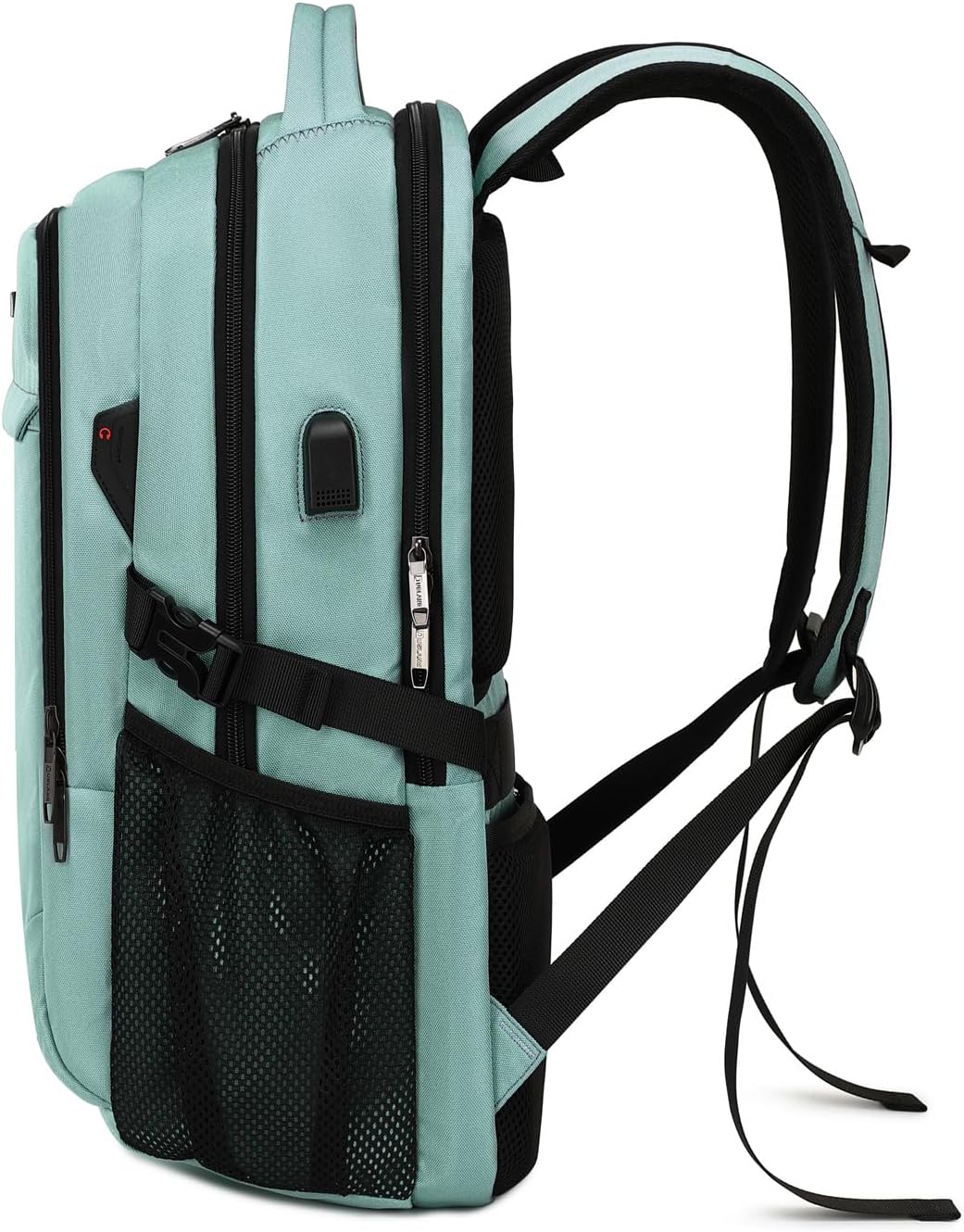 Unisex anti-theft travel bag with external USB port & organized pockets.