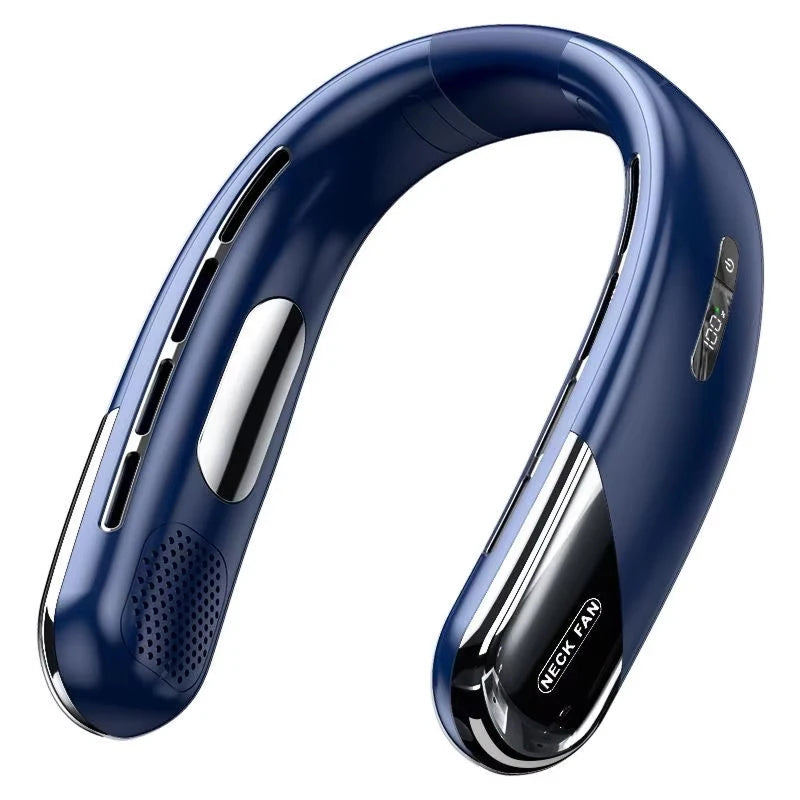 Unisex wearable neck air conditioner for instant cooling relief. Hands-free personal cooler, perfect for summer.
