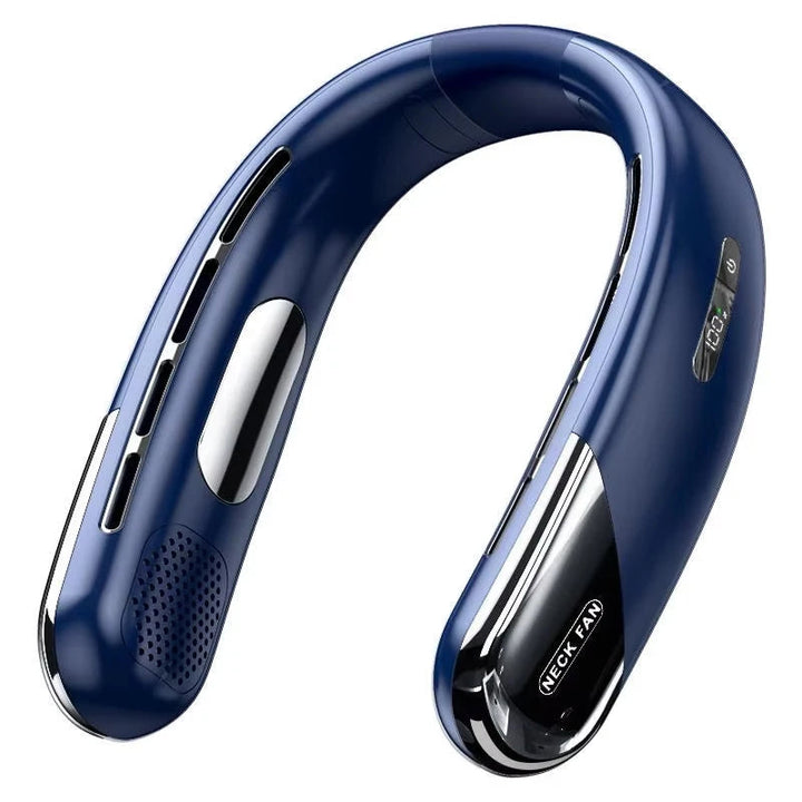 Unisex wearable neck air conditioner for instant cooling relief. Hands-free personal cooler, perfect for summer.