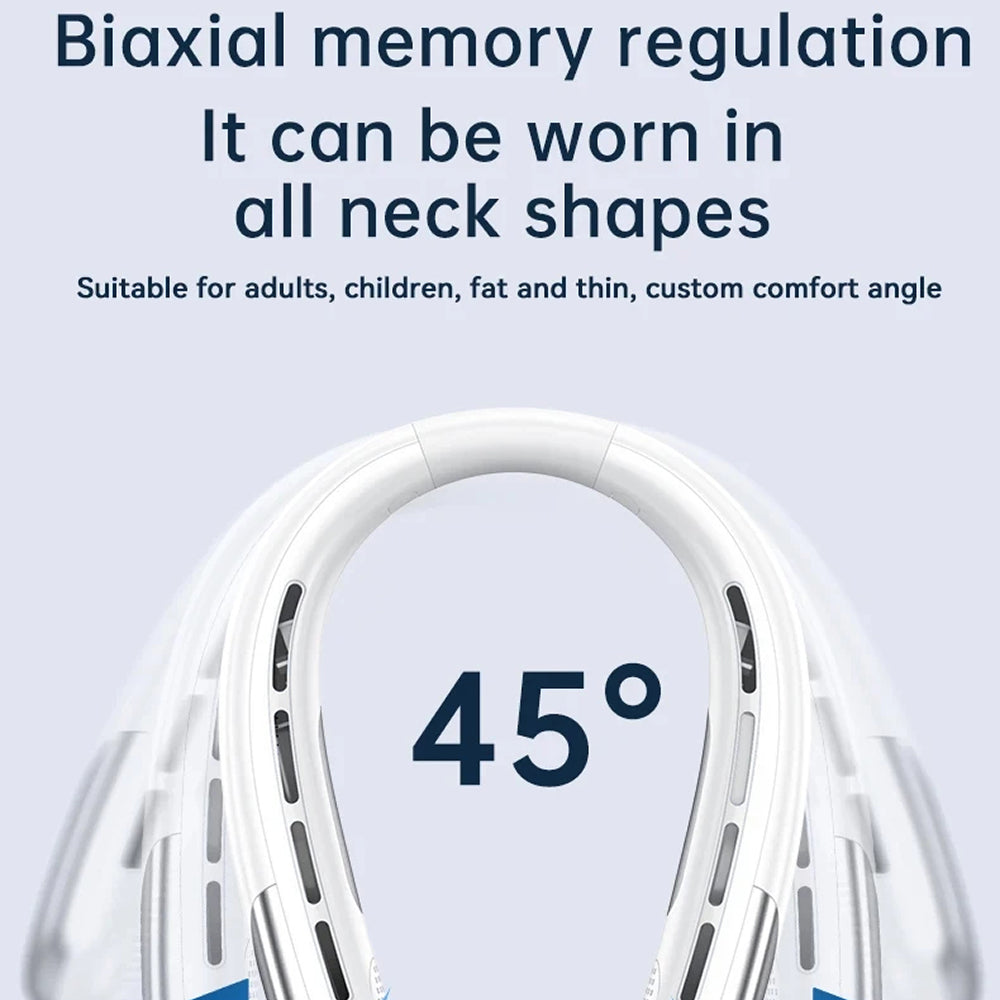 Instant cooling relief from this hands-free neck air conditioner. Portable and silent personal cooler.