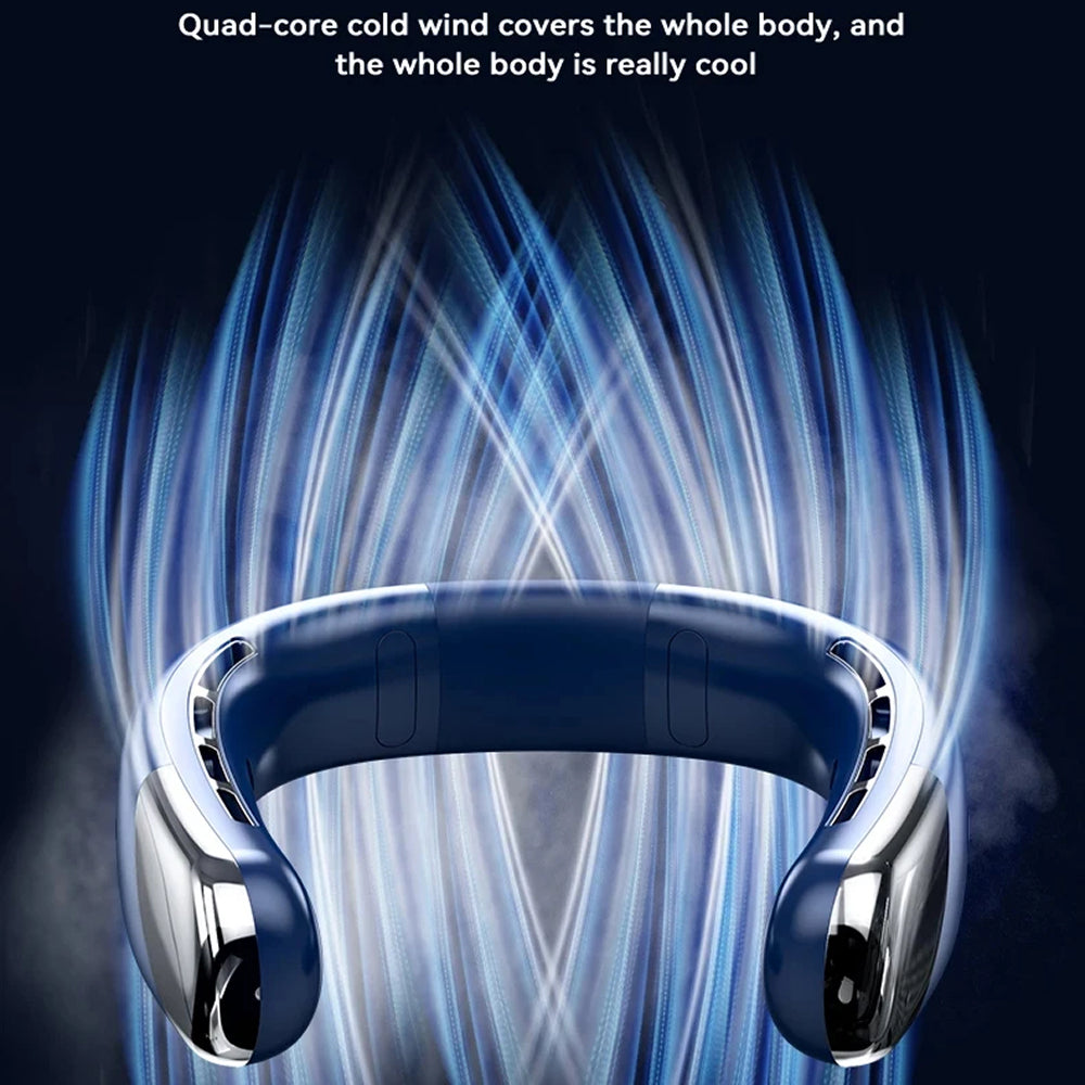 Portable and silent neck fan, offering instant cooling relief. A must-have summer essential.