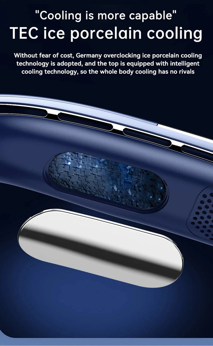Instant cooling for summer: Unisex wearable neck air conditioner, perfect outdoor gear.