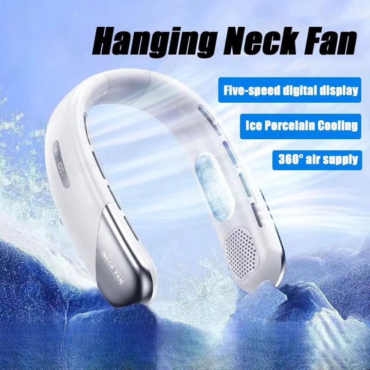 Experience instant cooling relief with this hands-free neck air conditioner. Portable and comfy.