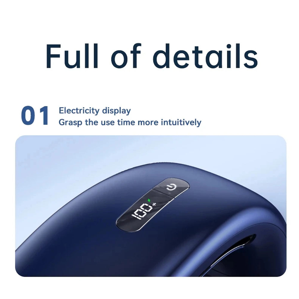 Outdoor-ready wearable neck air conditioner. Instant cooling relief and hands-free comfort.