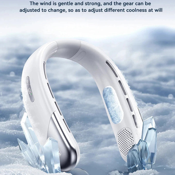 Portable personal cooler: Unisex neck fan provides instant, hands-free cooling relief.