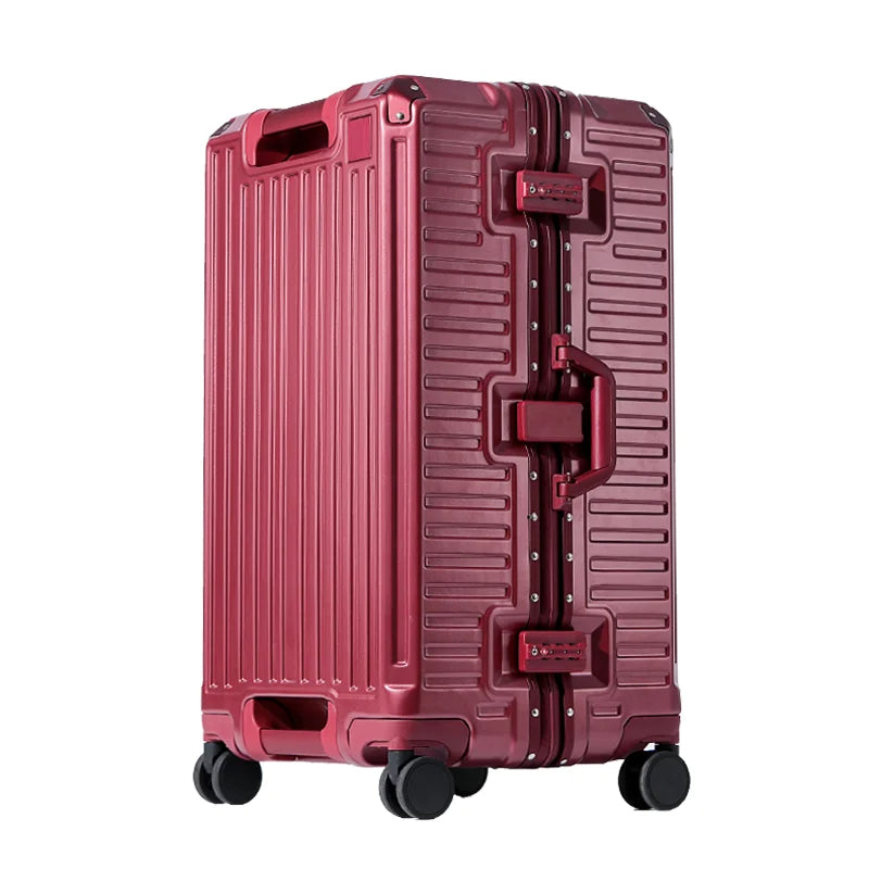 Hard shell travel suitcase, wide grip, spinner wheels, designed for organized, durable packing.