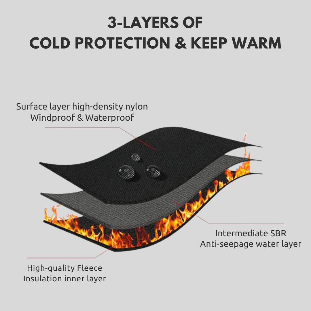 Pair of black unisex heated gloves designed for winter sports like cycling & skiing, ensuring warm hands outdoors.