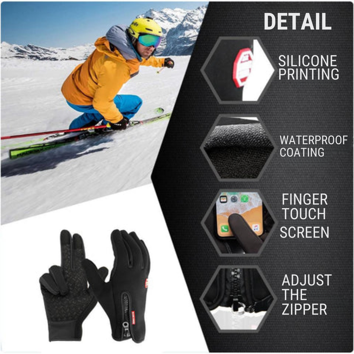Warm thermal heated gloves for men & women, perfect for winter cycling, skiing, and all cold-weather outdoor activities.