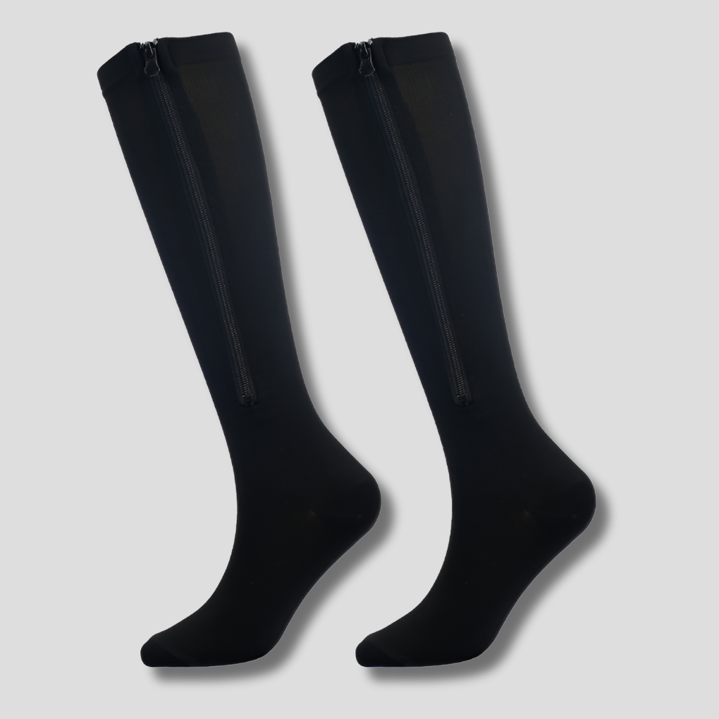 Nylon spandex compression support socks, knee-high, reducing swelling & varicose veins.