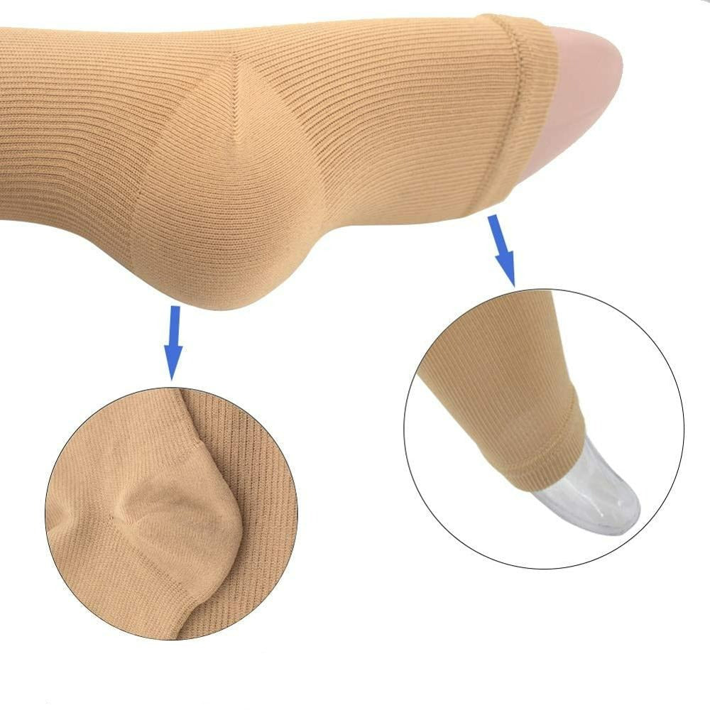 Easy-on zipper compression support stockings for daily wear, swelling reduction & leg relief.