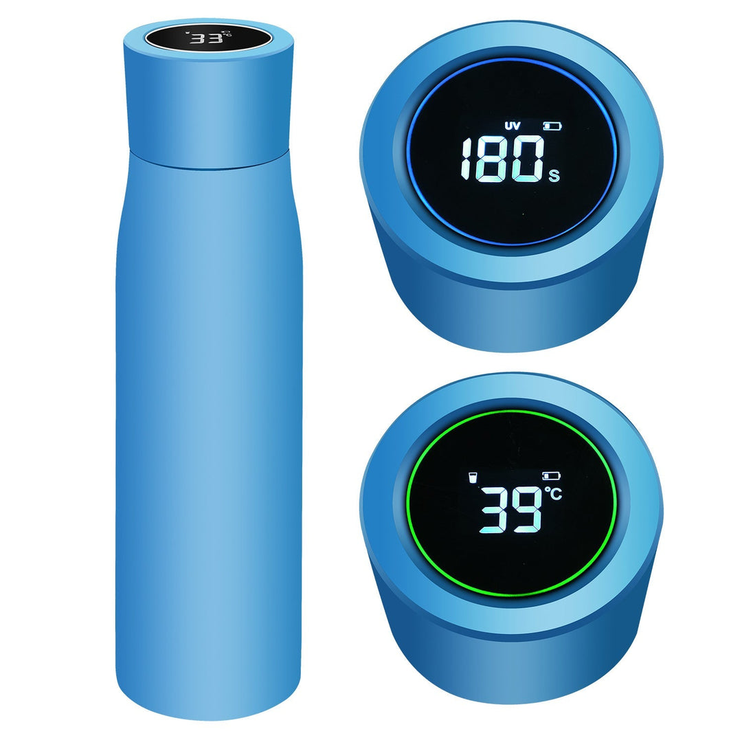 "UV Light Water Bottle with UV-C sterilization, sleek design, BPA-free, ensures germ-free hydration and easy portability."