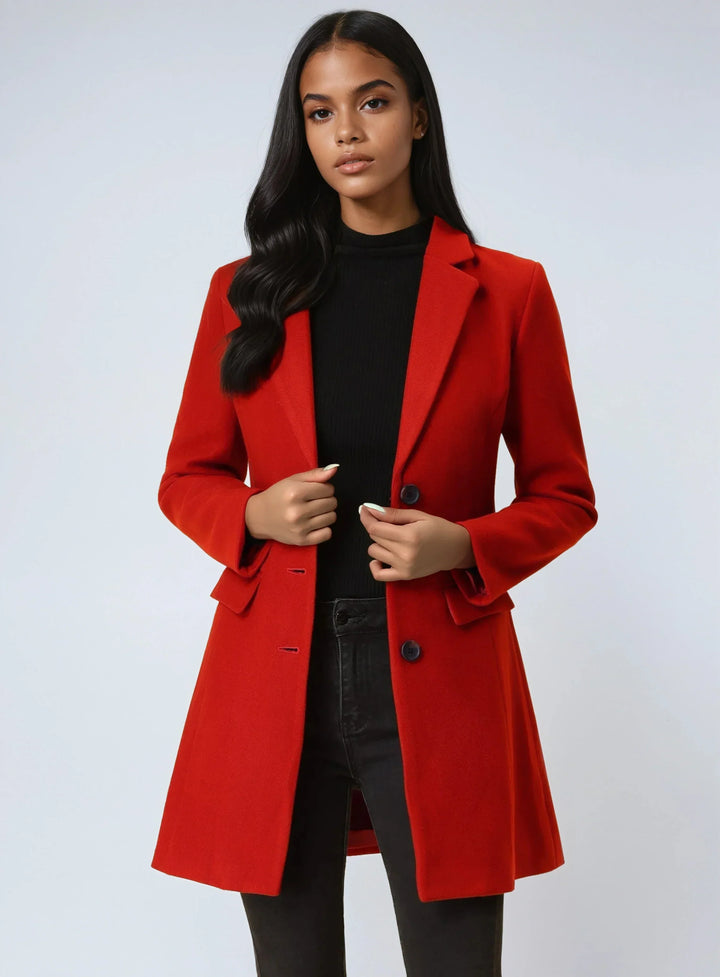 Women's classic collared winter coat, tailored for an elegant fit & sophisticated style.