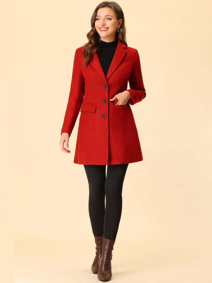 Tailored women's elegant winter coat. Long sleeve, collared, perfect for sophisticated cold weather style.