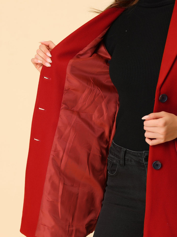 Tailored women's collared winter coat, classic & elegant for business casual cold weather style.
