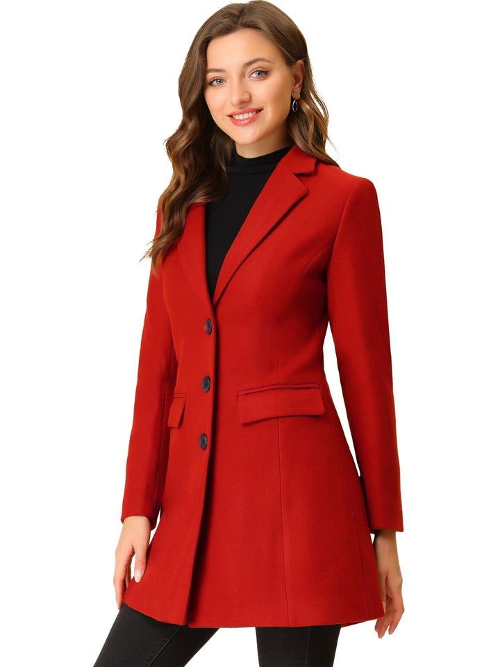 Versatile women's elegant winter coat. Tailored fit, classic collared for cold weather fashion.